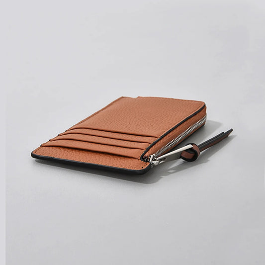  Card Holder Luxury Personalize Name Zip Credit Card Wallet Custom Gift Slim Real Leather Coin Purse