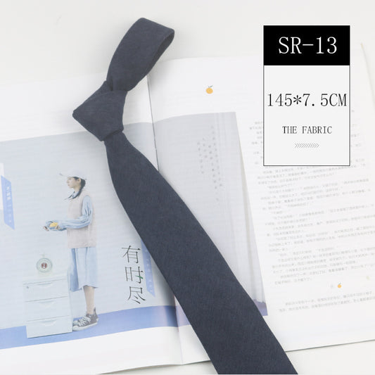 Casual Suede Pure Color Artistic Shirt Macaron Color 7cm Hand Tie