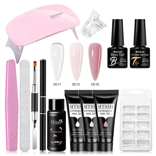 20Ml Extension Nail Gel Set Full Manicure Kit Nude Pnk White Quick Extension Nails Building Fingertips Tools Set