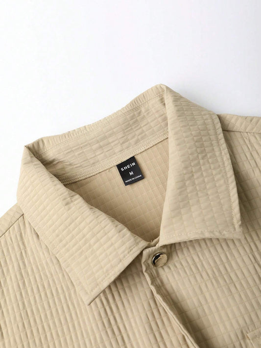 Men Flap Pocket Shirt & Drawstring Waist Pants