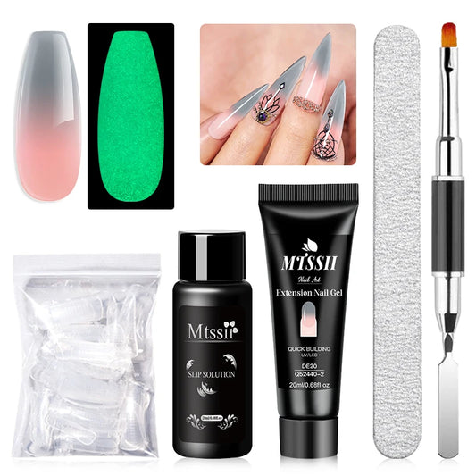 20Ml Extension Nail Gel Set Full Manicure Kit Nude Pnk White Quick Extension Nails Building Fingertips Tools Set