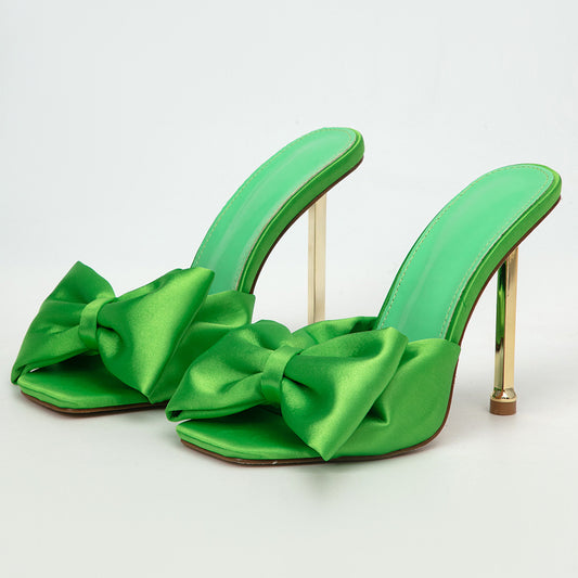 Women's Butterfly High Heel Square Toe Sandals