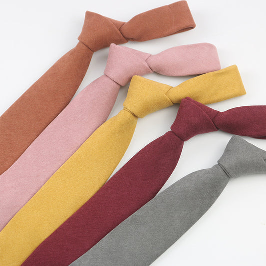 Casual Suede Pure Color Artistic Shirt Macaron Color 7cm Hand Tie