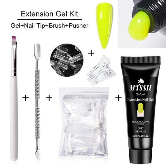 20Ml Extension Nail Gel Set Full Manicure Kit Nude Pnk White Quick Extension Nails Building Fingertips Tools Set
