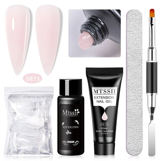 20Ml Extension Nail Gel Set Full Manicure Kit Nude Pnk White Quick Extension Nails Building Fingertips Tools Set