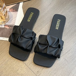 Women's summer Flat Plus Size Square Toe Slippers