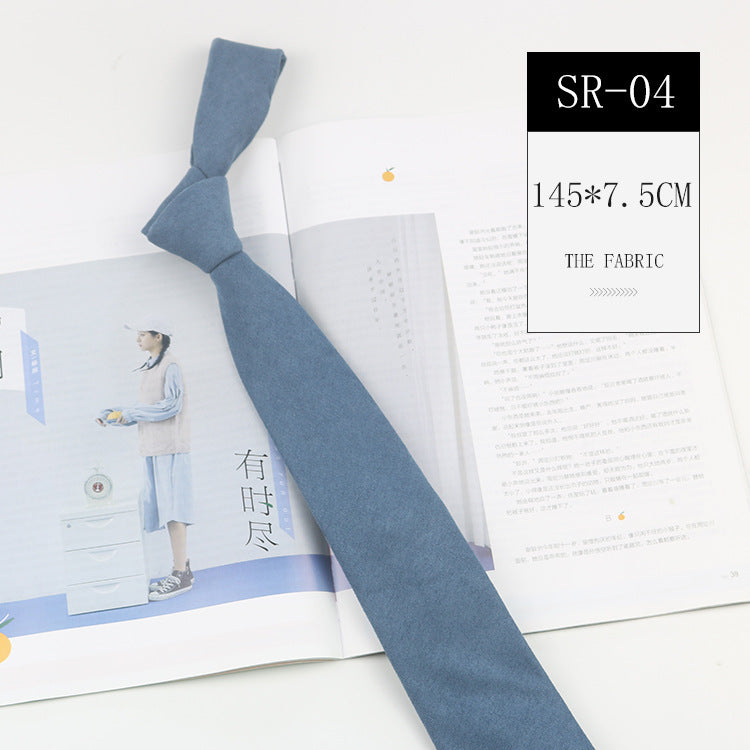 Casual Suede Pure Color Artistic Shirt Macaron Color 7cm Hand Tie