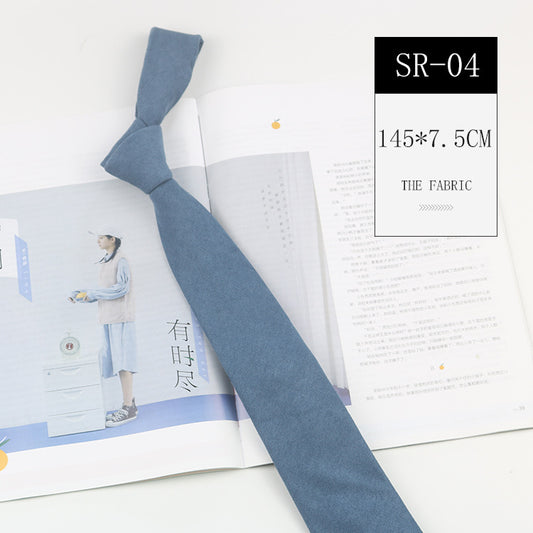 Casual Suede Pure Color Artistic Shirt Macaron Color 7cm Hand Tie