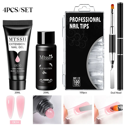 20Ml Extension Nail Gel Set Full Manicure Kit Nude Pnk White Quick Extension Nails Building Fingertips Tools Set