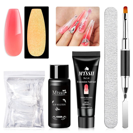 20Ml Extension Nail Gel Set Full Manicure Kit Nude Pnk White Quick Extension Nails Building Fingertips Tools Set