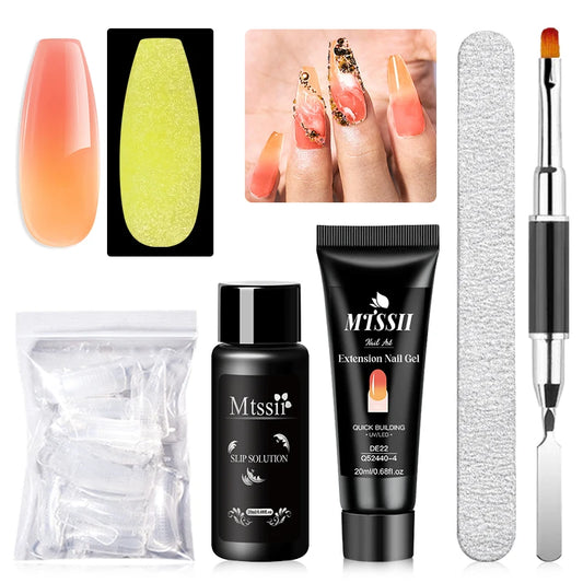 20Ml Extension Nail Gel Set Full Manicure Kit Nude Pnk White Quick Extension Nails Building Fingertips Tools Set