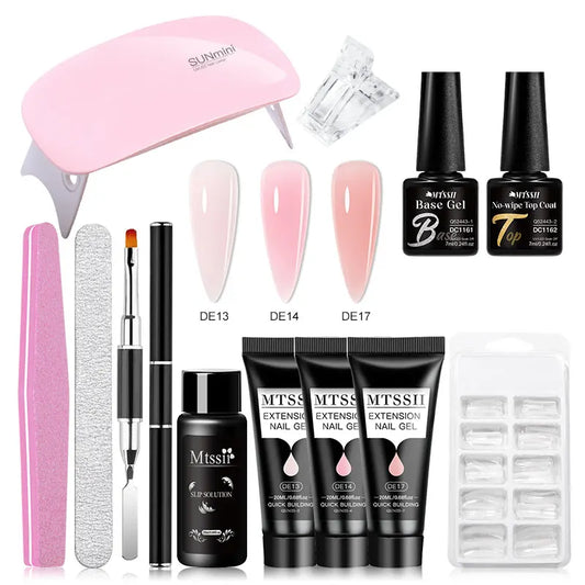 20Ml Extension Nail Gel Set Full Manicure Kit Nude Pnk White Quick Extension Nails Building Fingertips Tools Set