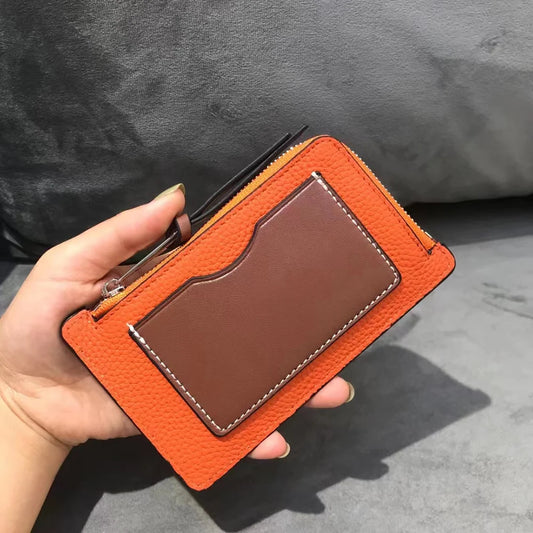  Card Holder Luxury Personalize Name Zip Credit Card Wallet Custom Gift Slim Real Leather Coin Purse