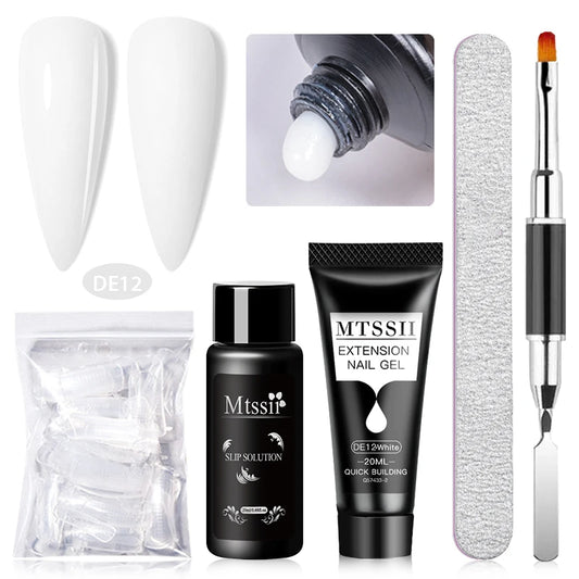 20Ml Extension Nail Gel Set Full Manicure Kit Nude Pnk White Quick Extension Nails Building Fingertips Tools Set