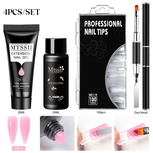 20Ml Extension Nail Gel Set Full Manicure Kit Nude Pnk White Quick Extension Nails Building Fingertips Tools Set