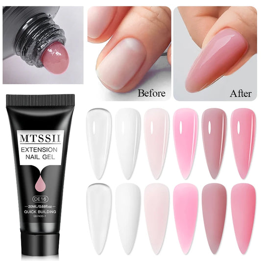 20Ml Extension Nail Gel Set Full Manicure Kit Nude Pnk White Quick Extension Nails Building Fingertips Tools Set