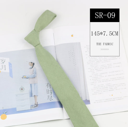 Casual Suede Pure Color Artistic Shirt Macaron Color 7cm Hand Tie