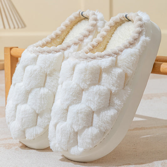 Indoor fluffy Non-slip Thick Bottom And Warm Keeping Cotton Slippers