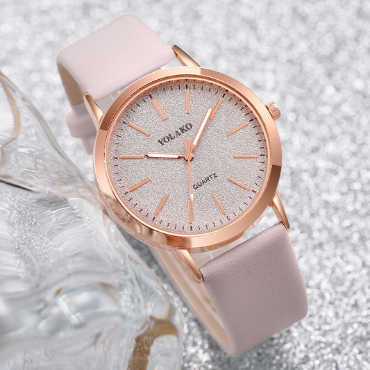 No package,6Pcs/Set Women Leather Band Quartz Watch and Lover Heart Rose Gold Color Jewelry Set