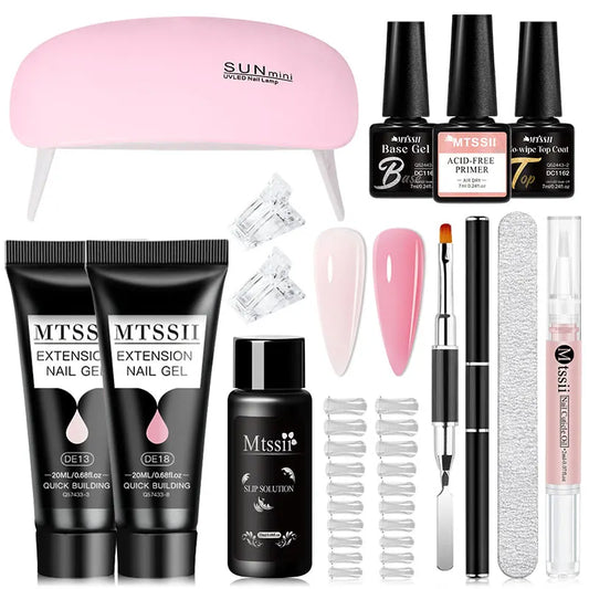 20Ml Extension Nail Gel Set Full Manicure Kit Nude Pnk White Quick Extension Nails Building Fingertips Tools Set