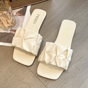 Women's summer Flat Plus Size Square Toe Slippers