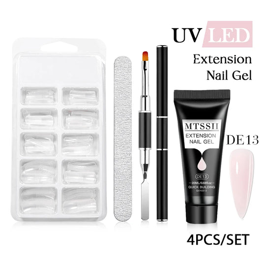 20Ml Extension Nail Gel Set Full Manicure Kit Nude Pnk White Quick Extension Nails Building Fingertips Tools Set