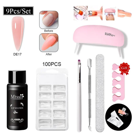 20Ml Extension Nail Gel Set Full Manicure Kit Nude Pnk White Quick Extension Nails Building Fingertips Tools Set