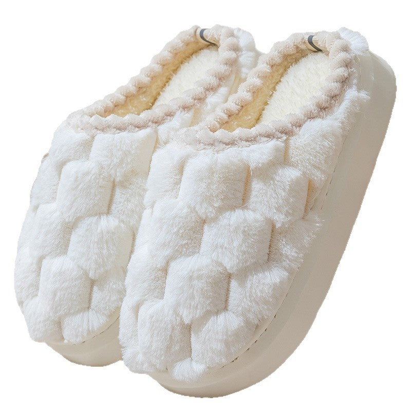 Indoor fluffy Non-slip Thick Bottom And Warm Keeping Cotton Slippers