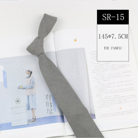 Casual Suede Pure Color Artistic Shirt Macaron Color 7cm Hand Tie