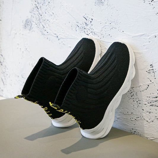 Unisex high-top casual knit shoes boots cotton boots