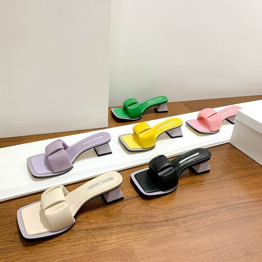 Short-heel Candy Color Flip-flops Cute Sweet High Heel Sandals For Women