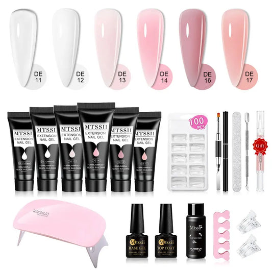 20Ml Extension Nail Gel Set Full Manicure Kit Nude Pnk White Quick Extension Nails Building Fingertips Tools Set