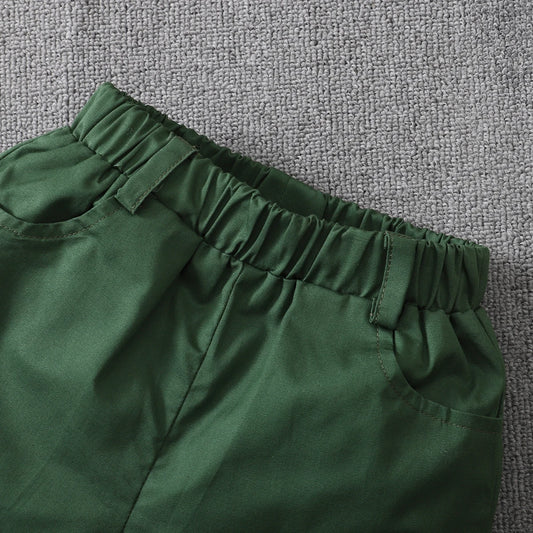 Summer 1-5Years Toddler Boy 2Pcs Outfits Short Sleeve Button down Shirt + Elastic Waist Shorts Clothes Dinosaur Set