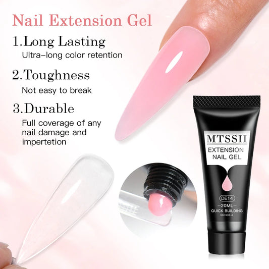 20Ml Extension Nail Gel Set Full Manicure Kit Nude Pnk White Quick Extension Nails Building Fingertips Tools Set