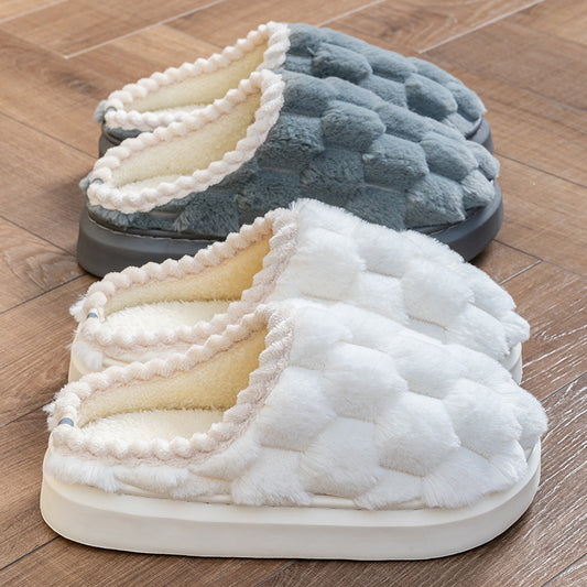 Indoor fluffy Non-slip Thick Bottom And Warm Keeping Cotton Slippers