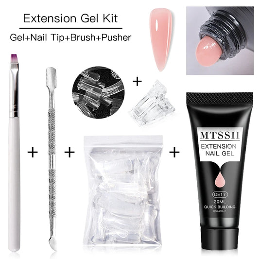 20Ml Extension Nail Gel Set Full Manicure Kit Nude Pnk White Quick Extension Nails Building Fingertips Tools Set