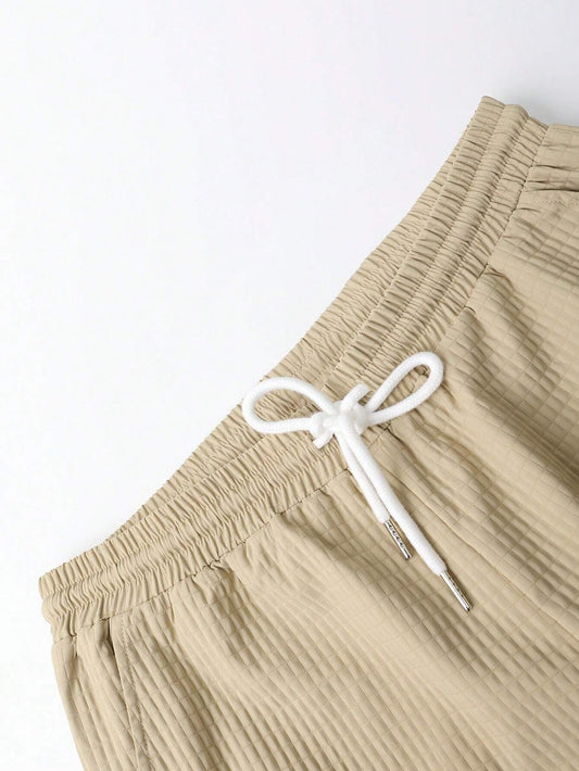Men Flap Pocket Shirt & Drawstring Waist Pants