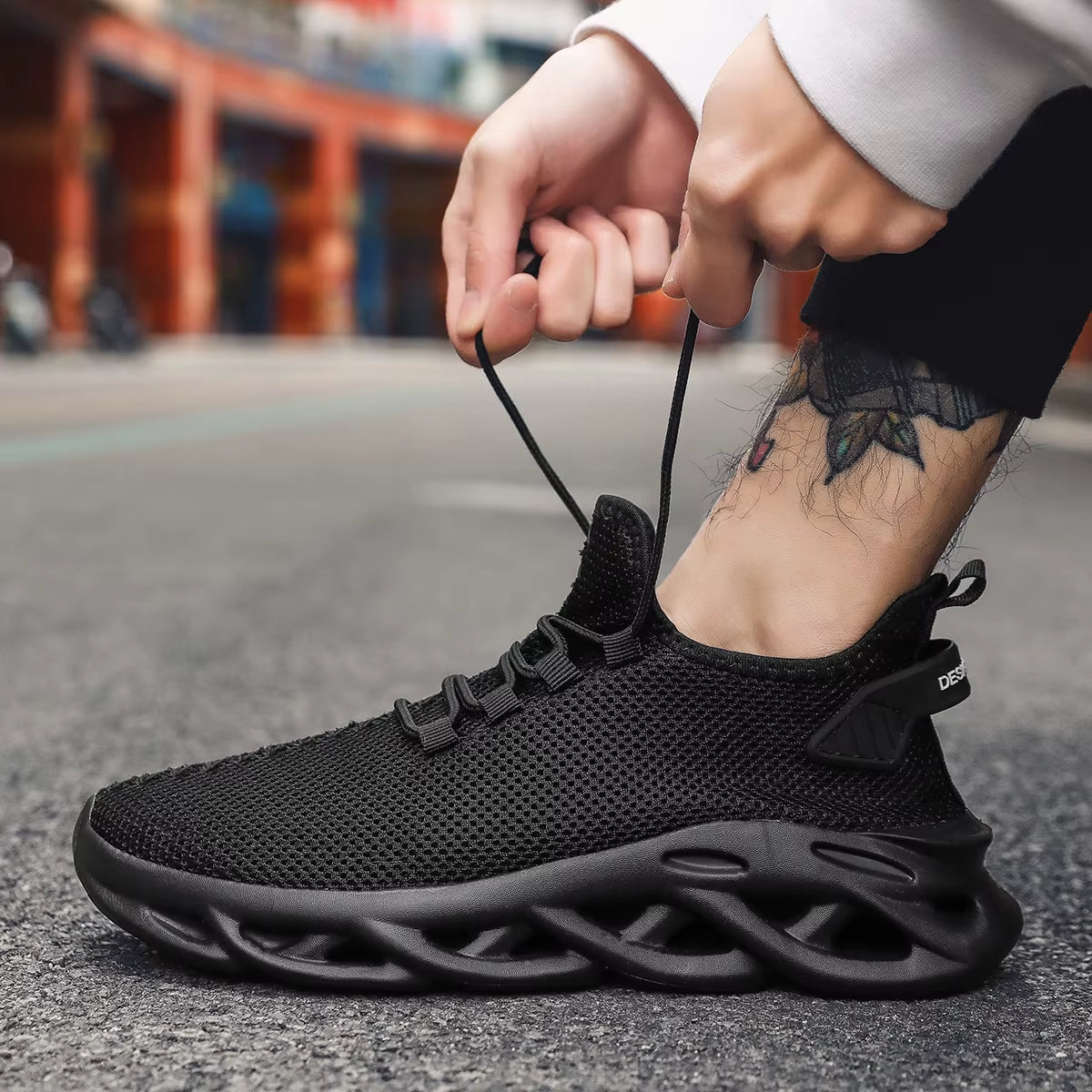 Unisex Casual Sports Shoes Breathable Lightweight Sneakers Outdoor, Black Running Shoes Athletic Jogging Tennis Walking Shoes