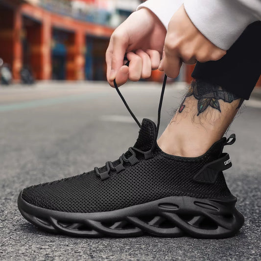 Unisex Casual Sports Shoes Breathable Lightweight Sneakers Outdoor, Black Running Shoes Athletic Jogging Tennis Walking Shoes