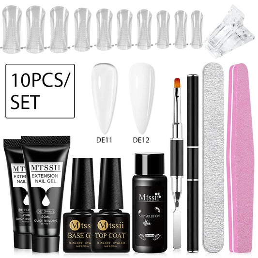 20Ml Extension Nail Gel Set Full Manicure Kit Nude Pnk White Quick Extension Nails Building Fingertips Tools Set