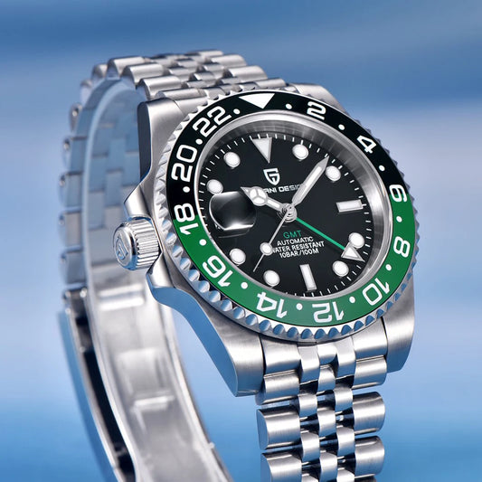 PD-1662 Luxury GMT Men Mechanical Wristwatch Sapphire Glass Stainless Steel 100M Waterproof Automatic Watches