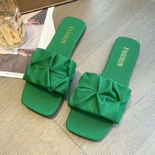Women's summer Flat Plus Size Square Toe Slippers