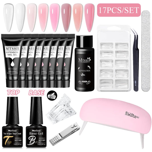 20Ml Extension Nail Gel Set Full Manicure Kit Nude Pnk White Quick Extension Nails Building Fingertips Tools Set
