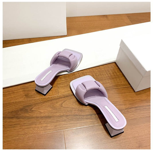 Short-heel Candy Color Flip-flops Cute Sweet High Heel Sandals For Women