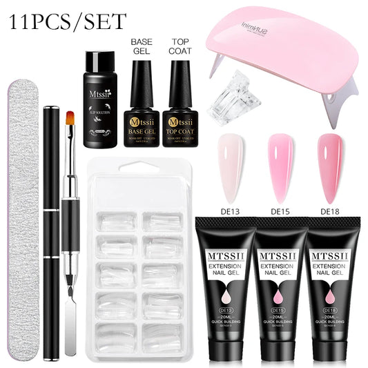20Ml Extension Nail Gel Set Full Manicure Kit Nude Pnk White Quick Extension Nails Building Fingertips Tools Set