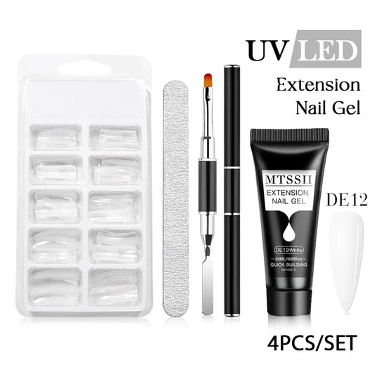20Ml Extension Nail Gel Set Full Manicure Kit Nude Pnk White Quick Extension Nails Building Fingertips Tools Set
