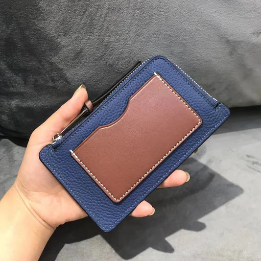  Card Holder Luxury Personalize Name Zip Credit Card Wallet Custom Gift Slim Real Leather Coin Purse