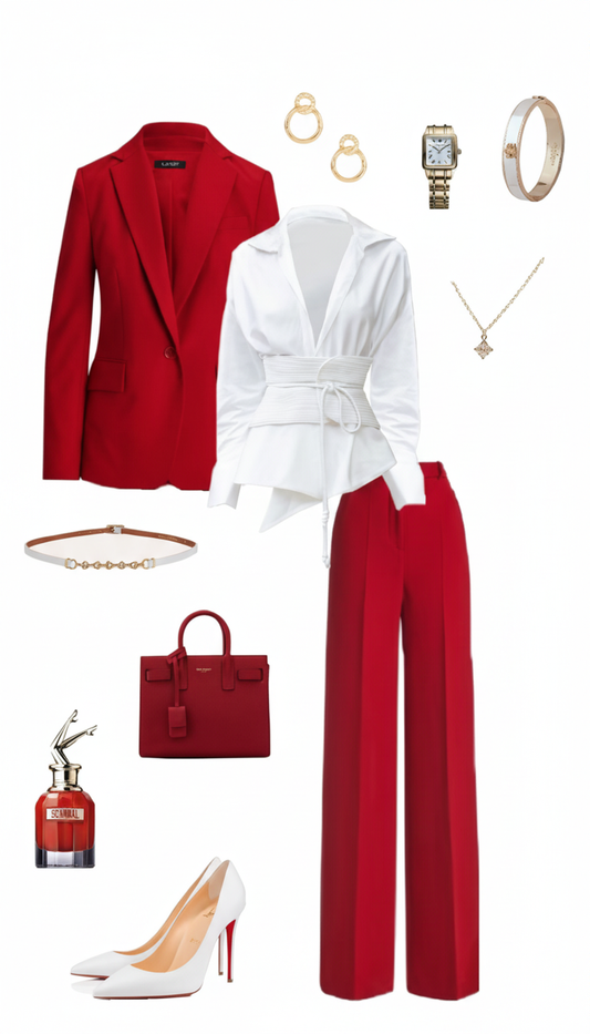 Women's White Minimalist Pants Made Of Polyester