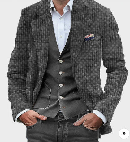 Final Printed Double Buckle Men's Plus Size Suit Coat