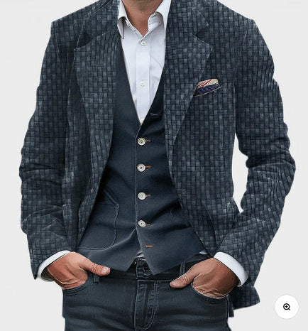Final Printed Double Buckle Men's Plus Size Suit Coat